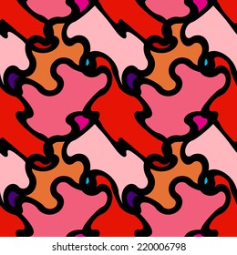 Seamless Pattern. Abstract Psychedelic Art Background. Vector Illustration. EPS10