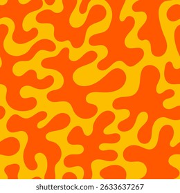 Seamless pattern with abstract psychedelic organic shapes. Vector flat funky background. Wavy liquid distorted shapes