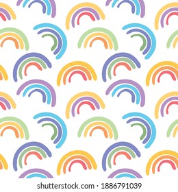 Patrón sin foco con diseño de arco iris abstracto en fondo blanco