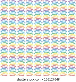 Seamless pattern with abstract rainbows. White background.