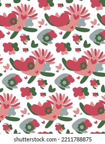 seamless pattern abstract red bird with interesting elements
