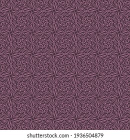 seamless pattern with abstract red drawn roses on a dark red background, vector