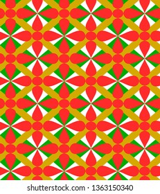 seamless pattern abstract red flower with diagonal yellow background