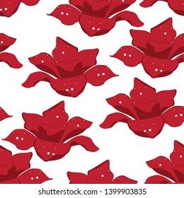 Seamless pattern with abstract red flowers. Vector illustration.