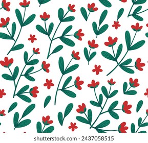 Seamless pattern with abstract red flowers. Floral background. Seamless vector pattern for design and fashion prints