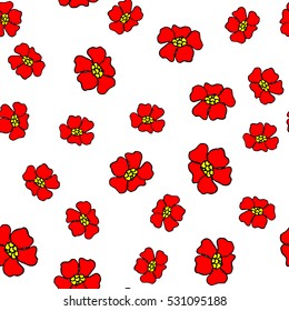 Seamless pattern with abstract red flowers. Vector illustration.