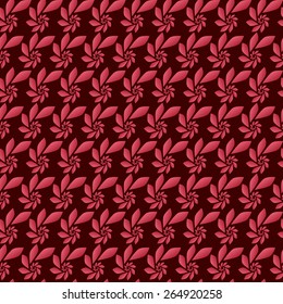 Seamless pattern of abstract red leaves swirling spiral