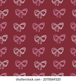 Seamless Pattern With Abstract Red Ribbon Tie Vector Graphic Art Can Be Sue For Background And Apparel Design