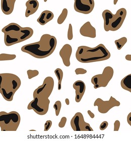 Seamless pattern abstract repeat pattern with different geometric shapes, brawn, black, white. Animal skin leopard. Exotic decorative jungle ornament made of wild animal fur prints.  
