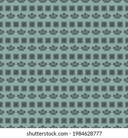 Seamless pattern Abstract retro vintage flowers Ornament of Russian folk embroidery, classic textile ornament, black on teal turquoise background. Can be used for fabrics, wallpapers, websites. Vector