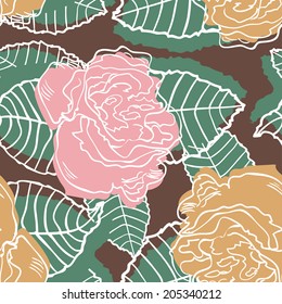 Seamless pattern with abstract rose flowers. Vector illustration.