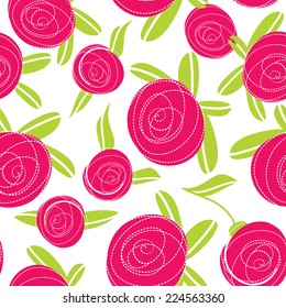 Seamless pattern with abstract rose flowers. Vector illustration.