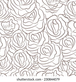 Nahtloses Muster mit abstrakten Rosenblumen. Vektorgrafik.