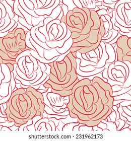 Patrón sin foco con flores de rosa abstractas. Ilustración vectorial.