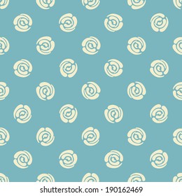 Seamless pattern with abstract roses. Seamless background with polka dots. Vector illustration.