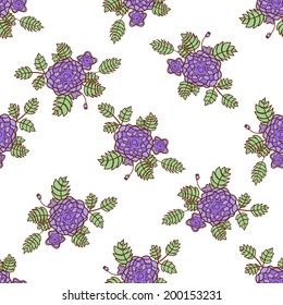 Seamless pattern with abstract roses on white background