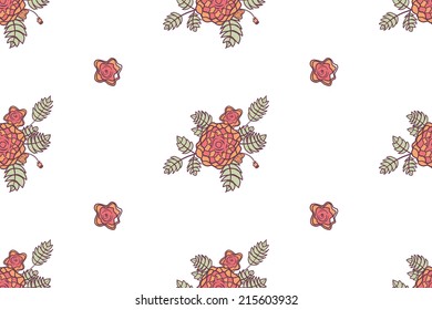Seamless pattern with abstract roses on white background