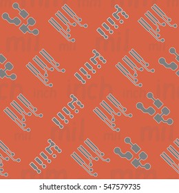 Seamless pattern with abstract routing on colorful background with lettering  "inch, mm, mil". Abstract pcb design.