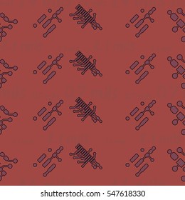 Seamless pattern with abstract routing on colorful background with lettering  "0.7 mils, 1.4 mils, 2.1 mils". Abstract pcb design.