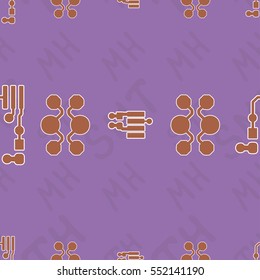 Seamless pattern with abstract routing on colorful background with lettering "SMT, TH, MH" (SURFACE MOUNT TECHNOLOGY, TRUE HOLE, MOUNTING HOLE). Abstract pcb design.