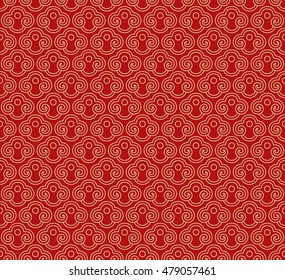 Seamless Pattern of Abstract Ruyi Cloud of Chinese Style.