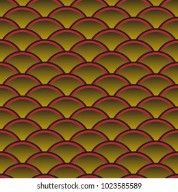seamless pattern abstract scales simple background with japanese circle pattern gray red, black, gold. Can be used for fabrics, wallpapers, websites. Vector