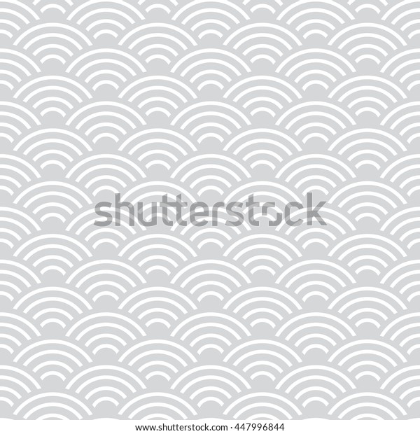 seamless pattern abstract\
scales simple seamless pattern Nature background with japanese wave\
circle pattern pastel colors on light gray background. Vector\
illustration