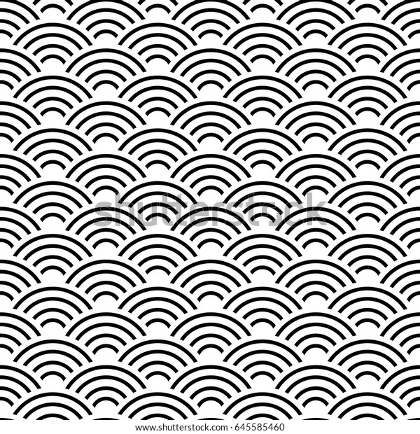seamless pattern abstract scales simple\
Nature seamless pattern with japanese wave circle pattern black and\
white background. Vector\
illustration