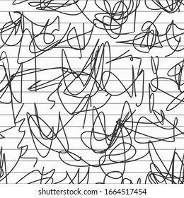 Seamless pattern of abstract scribble sketch draw with on top of paper lines for background or wallpaper