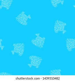 Seamless pattern of abstract sea fish isolated on blue background. Hand drawn seamless illustration. Outline.