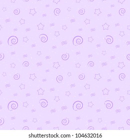 Seamless pattern with abstract seashells and starfishes. Vector illustration