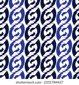 Seamless pattern of abstract seed design blue ink ; chain design of round beans ornament repetition; nine vectors with different color composition; 