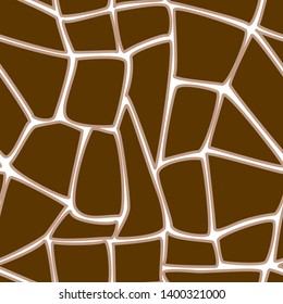 Seamless pattern with abstract pattern. Segments of irregular shape with a border between them of different thickness. For skin design of giraffe, turtle, other wild animals.