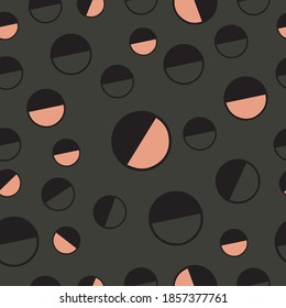 Seamless Pattern abstract with semi circles on dark grey background