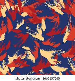 Seamless pattern. Abstract set of spots arranged in geometric order. shades of red. Background design for paper, textile, fabric, ceramics, tiles. Vector graphics.