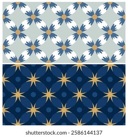 Seamless pattern abstract shape floral motif stars background. Modern japanese style fabric design textile swatch allover print block for children's bedding. High resolution image digital illustration