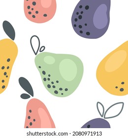 Seamless pattern from abstract shape pears. Vector pattern for baby clothes, covers, banners, collages, blog, wrapping paper.