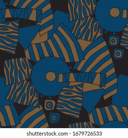 Seamless pattern of abstract shapes, animal skin ornament, texture, circles