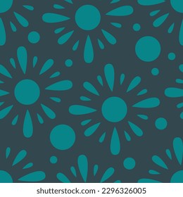 Seamless pattern with abstract shapes in blue and green. Colorful vector illustration.