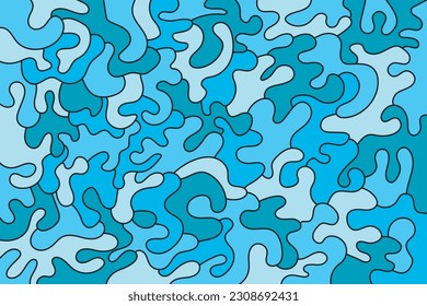Seamless pattern with abstract shapes in blue colors. Vector illustration.