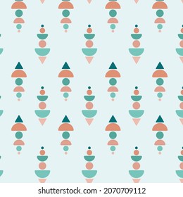 Seamless pattern with abstract shapes. Boho style. Vector illustration.
