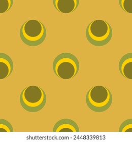 Seamless pattern with abstract shapes, circles. Retro colour. Vector illustration.