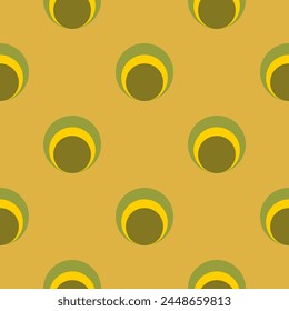 Seamless pattern with abstract shapes, circles. Retro colour. Vector illustration.