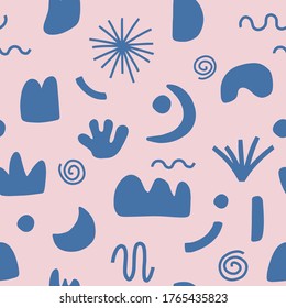 Seamless pattern of abstract shapes. 
Contemporary modern trendy vector background. 