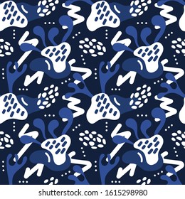 Seamless pattern with abstract shapes and elements. Hand painting texture, brush strokes, spots . Color drawing cartoon textured Doodle geometric background in vector