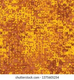 Seamless pattern. Abstract shapes formed from merged large squares plus small squares and rhombuses. Shades of rust. Camouflage. Editable.