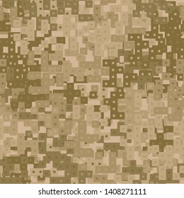 Seamless pattern. Abstract shapes formed from merged large squares plus small squares and rhombuses. Shades of rust. Camouflage. Editable.