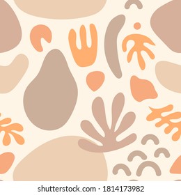 Seamless pattern with abstract shapes. Hand drawn vector illustration. Modern texture for print, textile, packaging.