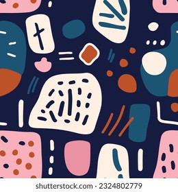 Seamless pattern with abstract shapes. Hand drawn vector illustration.