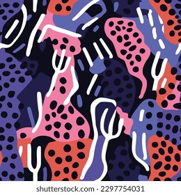 Seamless pattern with abstract shapes in memphis style. Vector illustration. decorative elements wallpaper